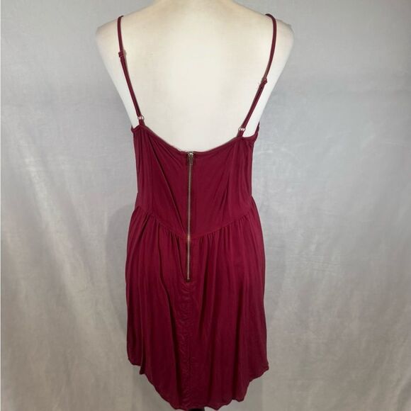 H&M Burgundy wine sheer lined sundress size medium - Picture 3 of 6
